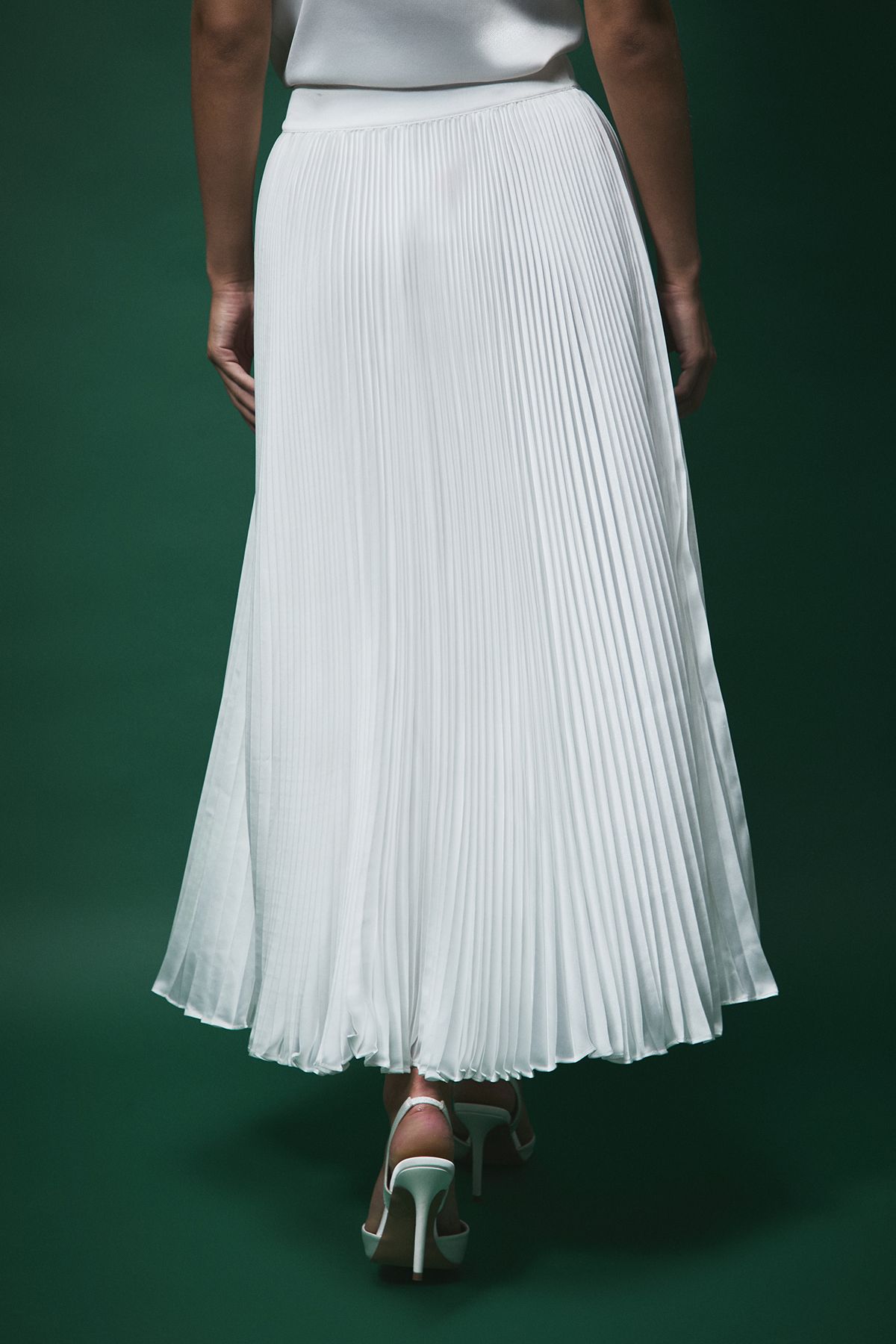 Coast Lisa Tan Pleated Bridal Maxi Skirt White image 3