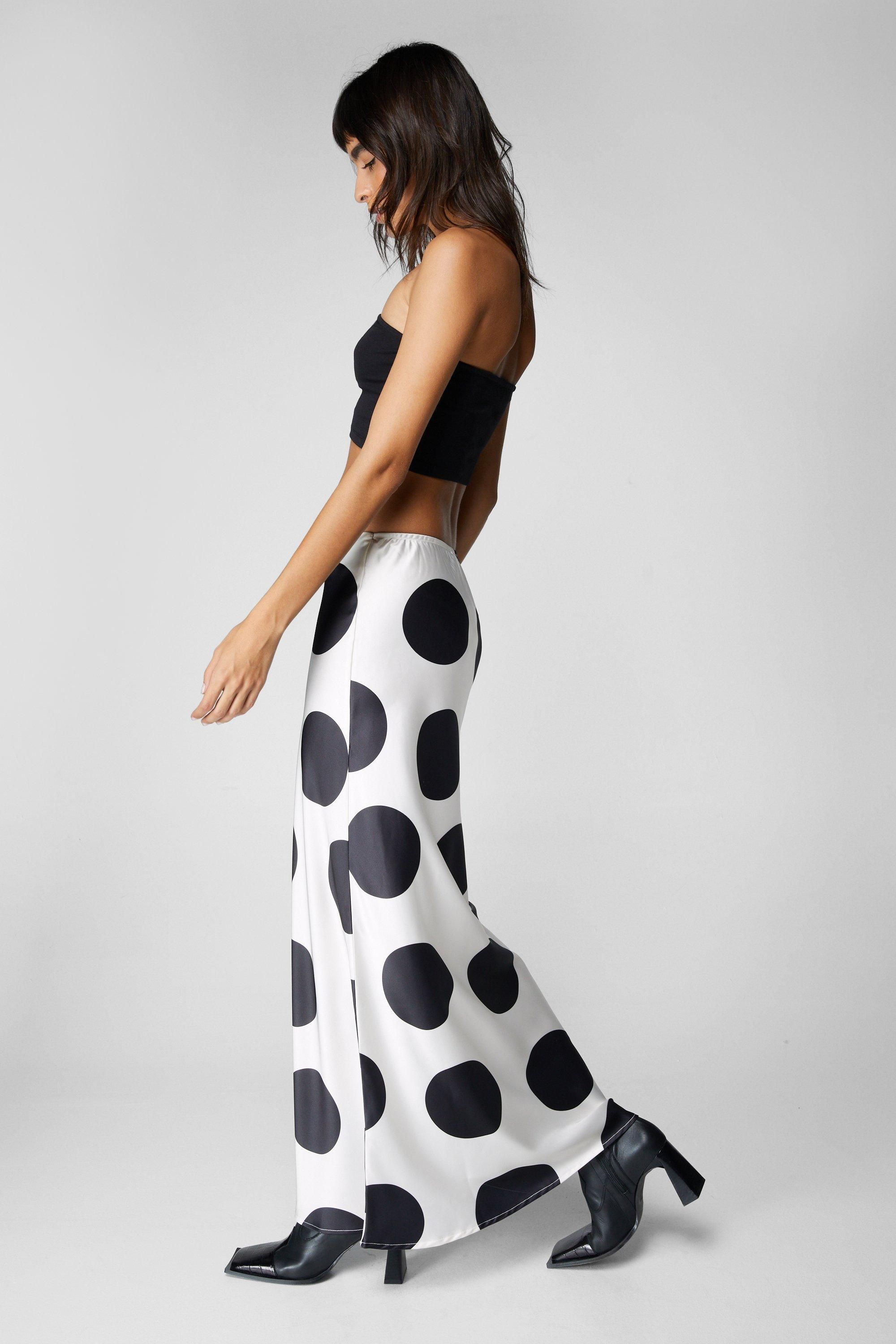 NastyGal Spot Satin Bias Maxi Skirt Ivory image 3