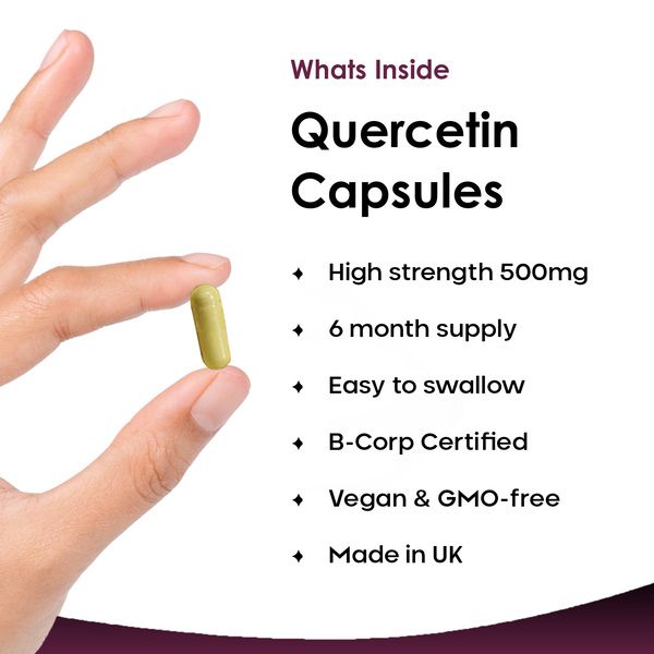 New leaf health Quercetin 500mg High Strength Antioxidant Supplements (6 Months Supply) 180 Vegan Pure Quercetin Capsules Easy to Swallow image 2