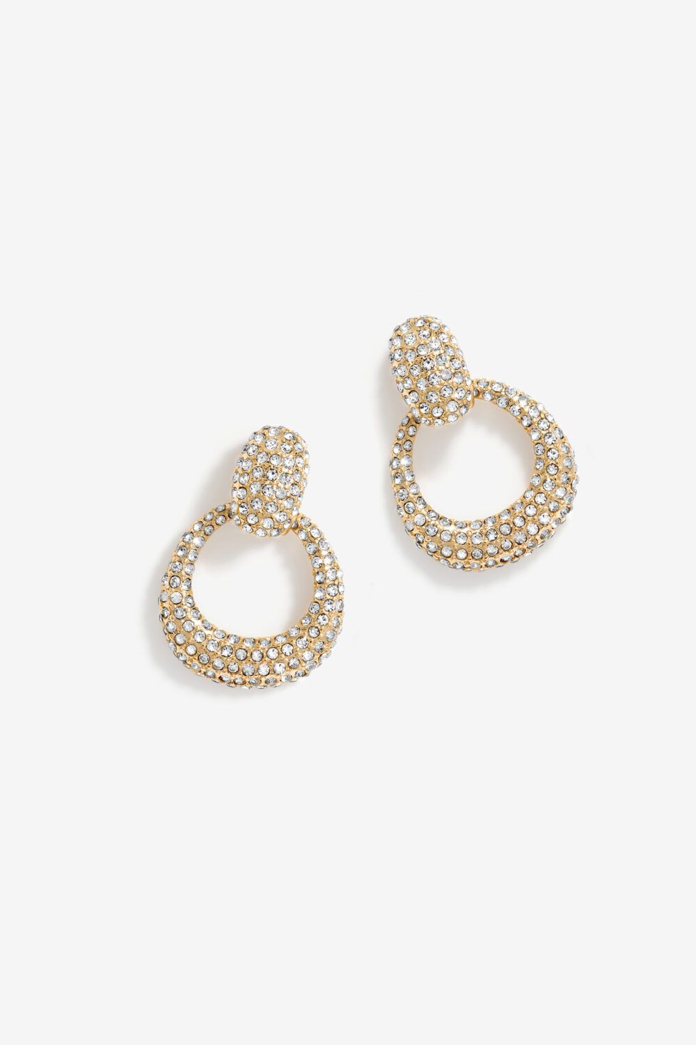 Mood Gold Crystal Doorknocker Drop Earrings