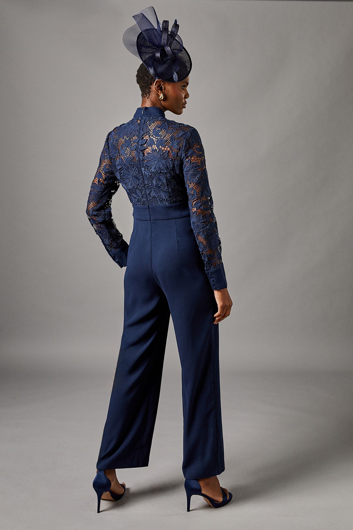Coast Lace Tie Neck Jumpsuit Navy image 3