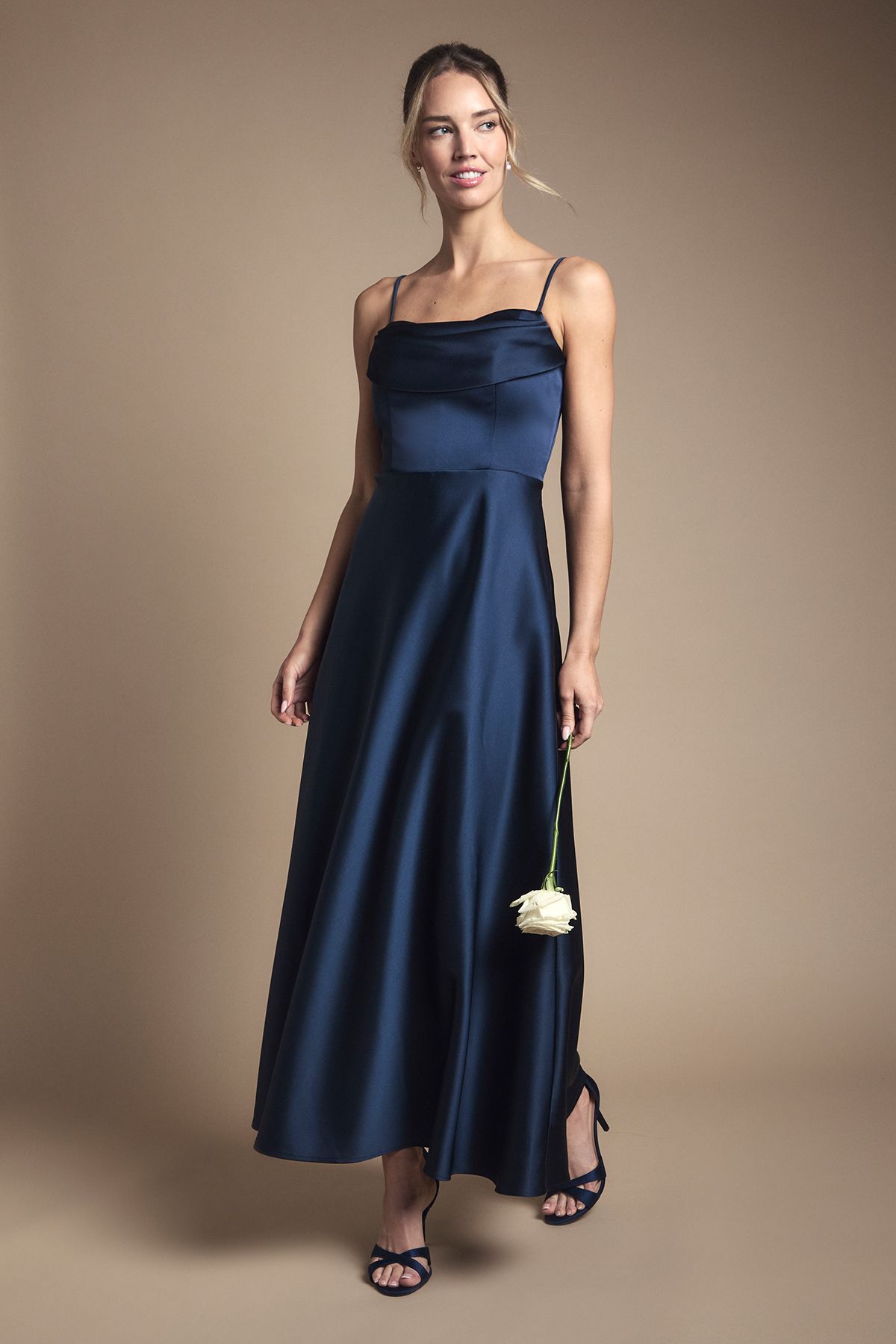 Coast Strappy Drape Bodice Maxi Bridesmaid Dress Navy