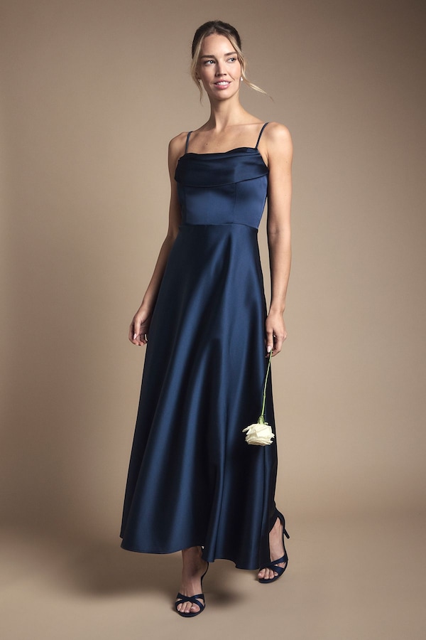 Coast Strappy Drape Bodice Maxi Bridesmaid Dress Navy