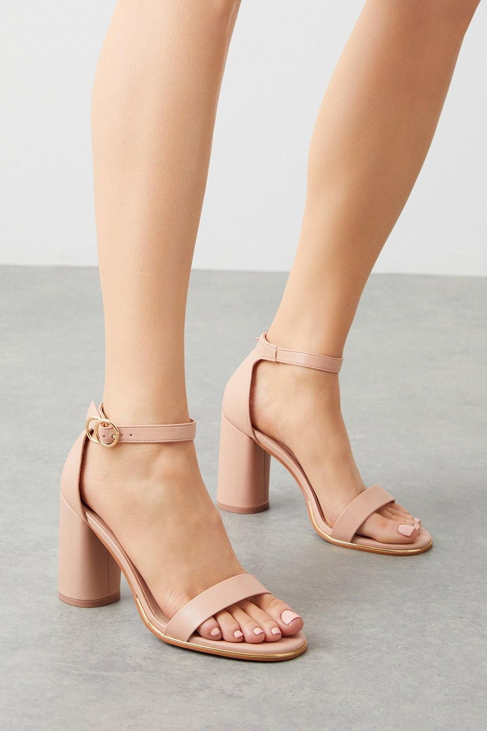 Dorothy Perkins Wide Fit Sweetie Block Heel Sandals Blush image 1