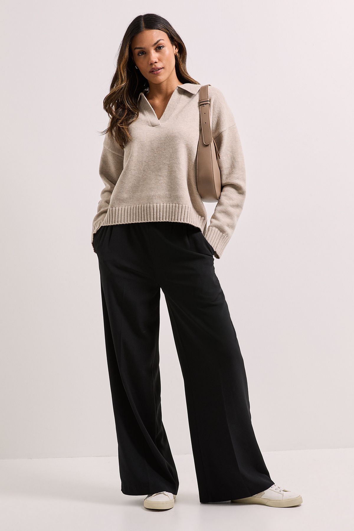 Dorothy Perkins Polo Collared Jumper Oatmeal image 2