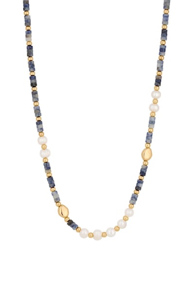 Jon Richard Jon Richard Gold Plated Pearl And Blue Bead Necklace