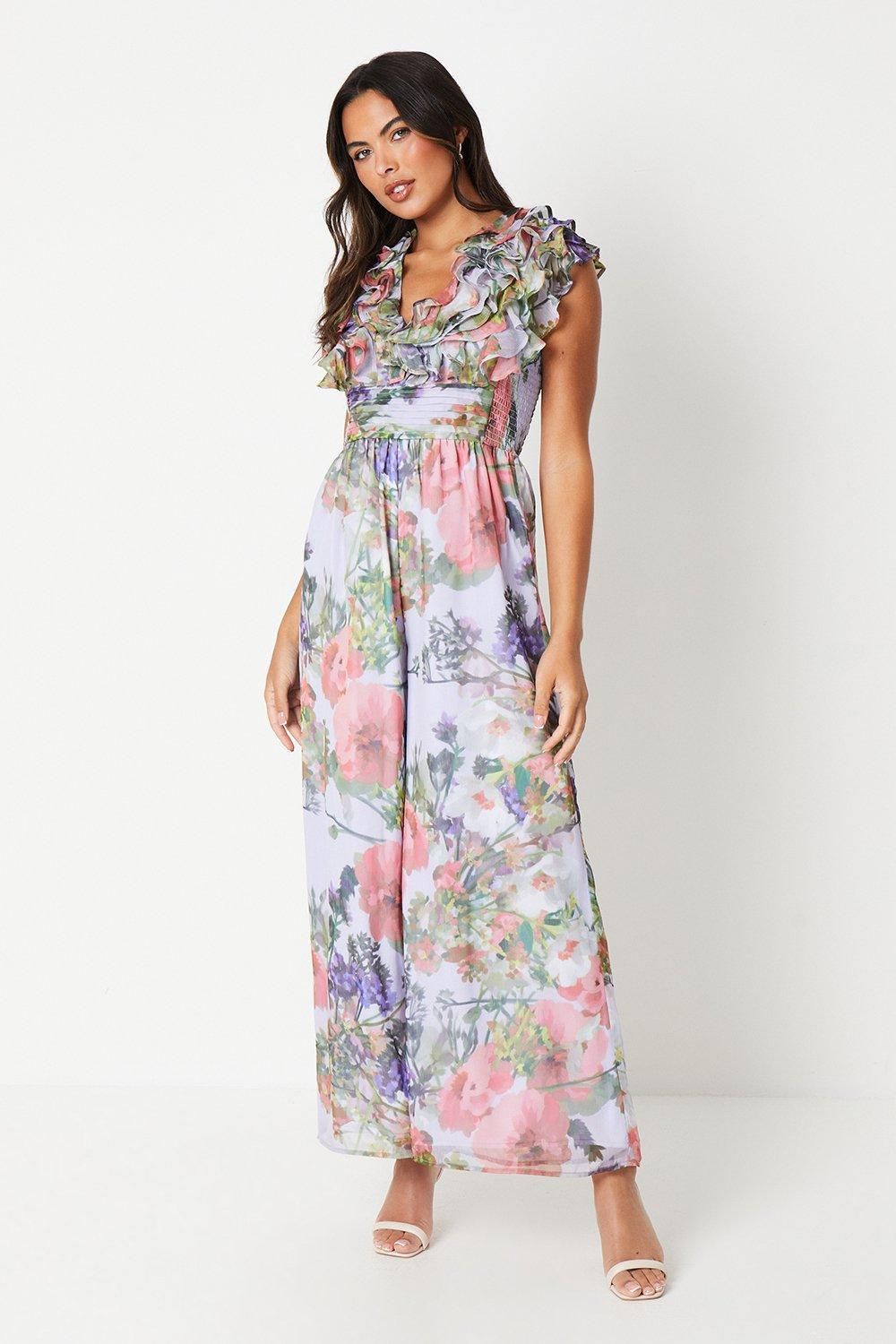 Coast Ruffle Shoulder Pleated Waist Jumpsuit Multi image 1