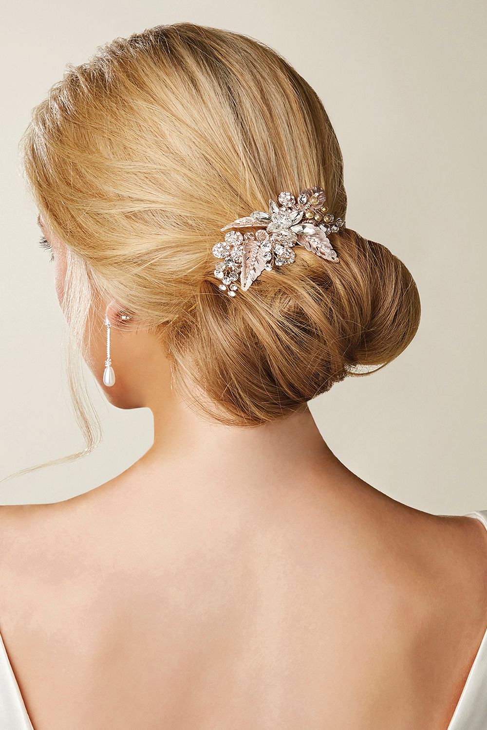 Jon Richard Molly Rose Gold Leaf And Navette Circle Clip - Gift Pouch image 2