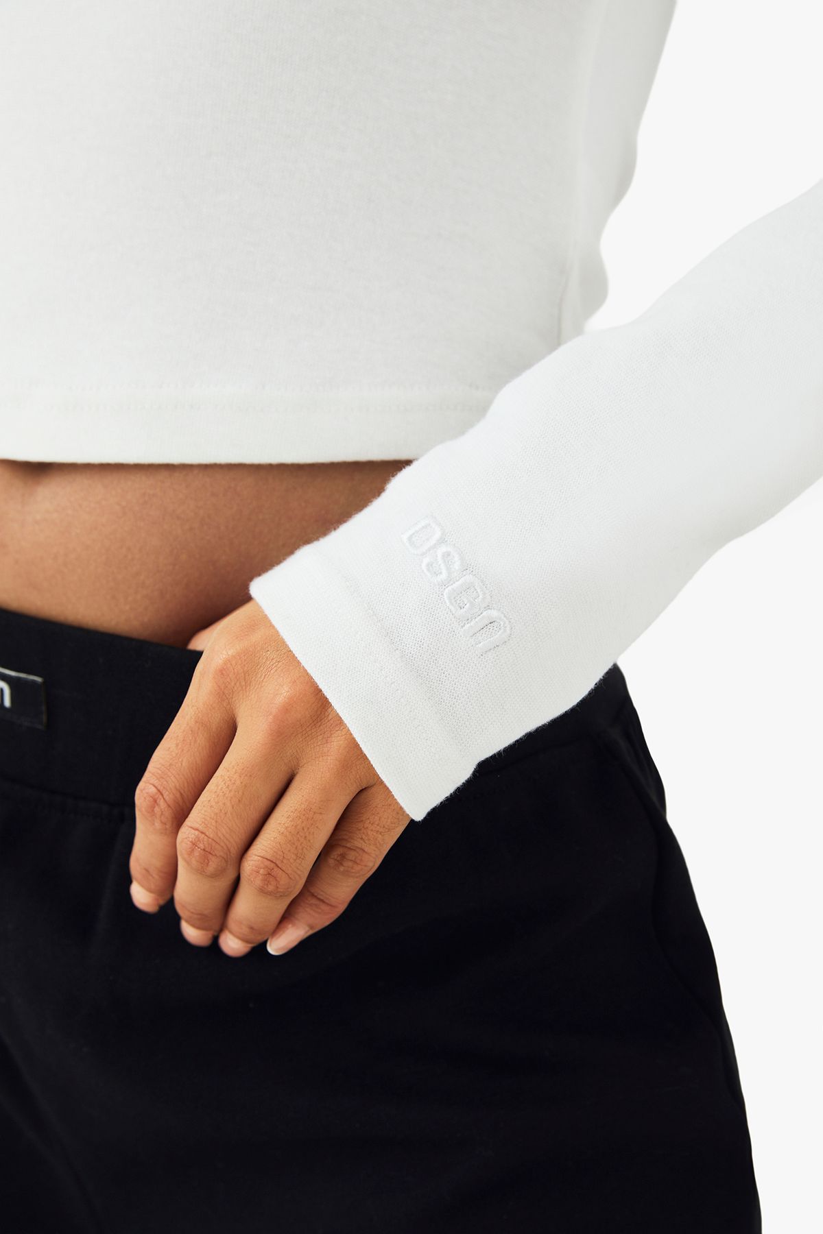 DSGN Studio DSGN Studio Button Detail Embroidered Long Sleeve Top White image 4