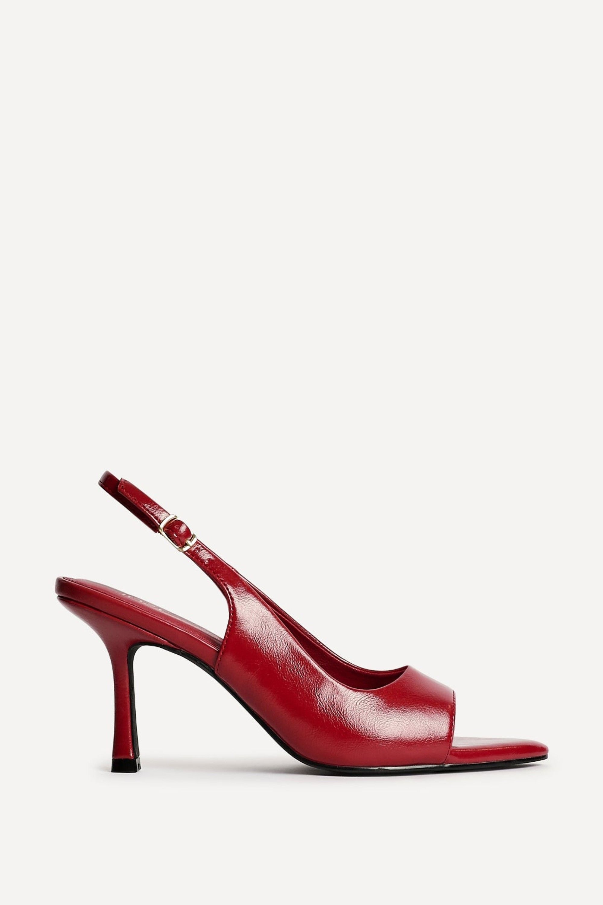 Linzi Tokyo Red Faux Leather Peep Toe Heels