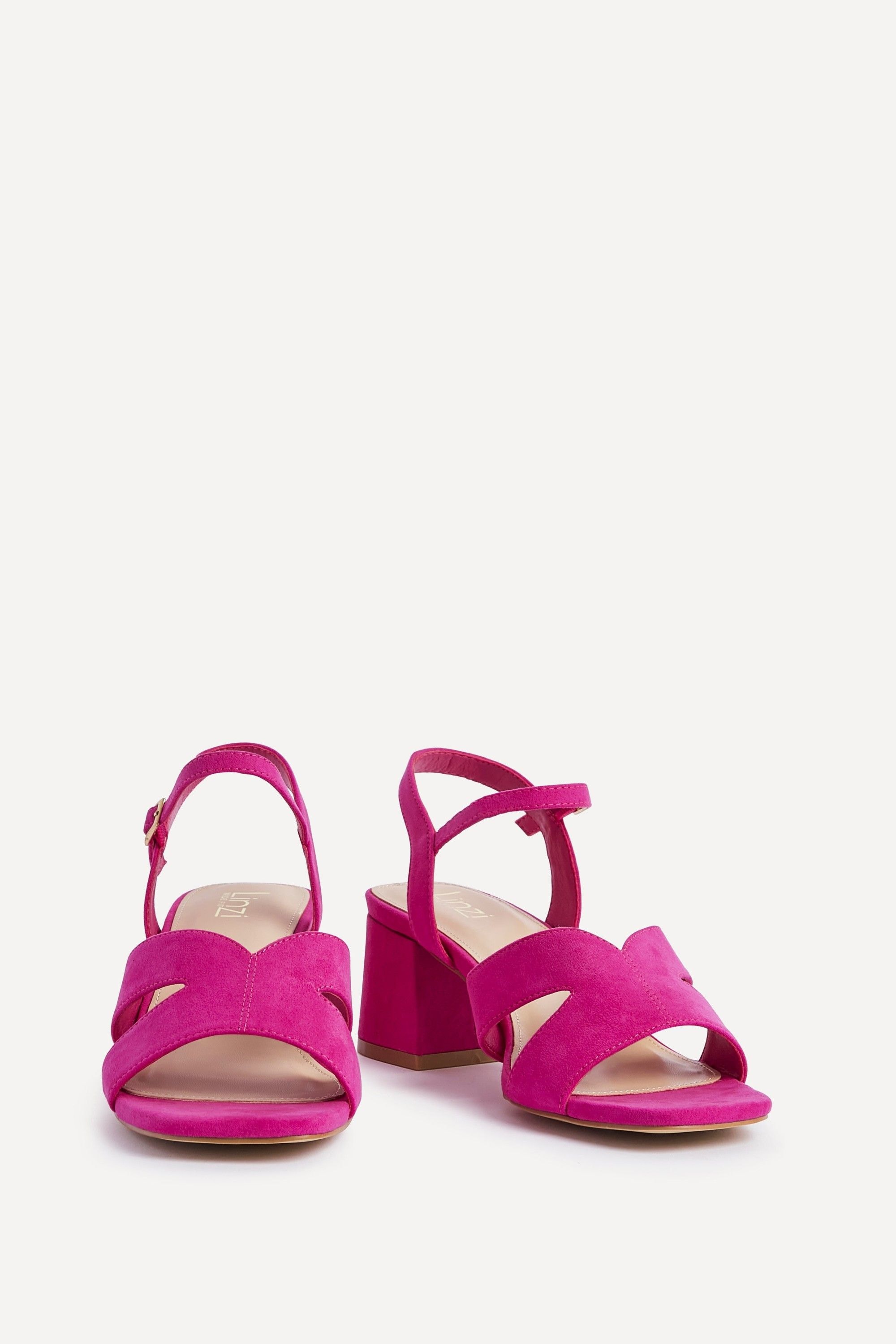Linzi Empire Wide Fit Fuchsia Faux Suede Link Detail Block Heels image 3