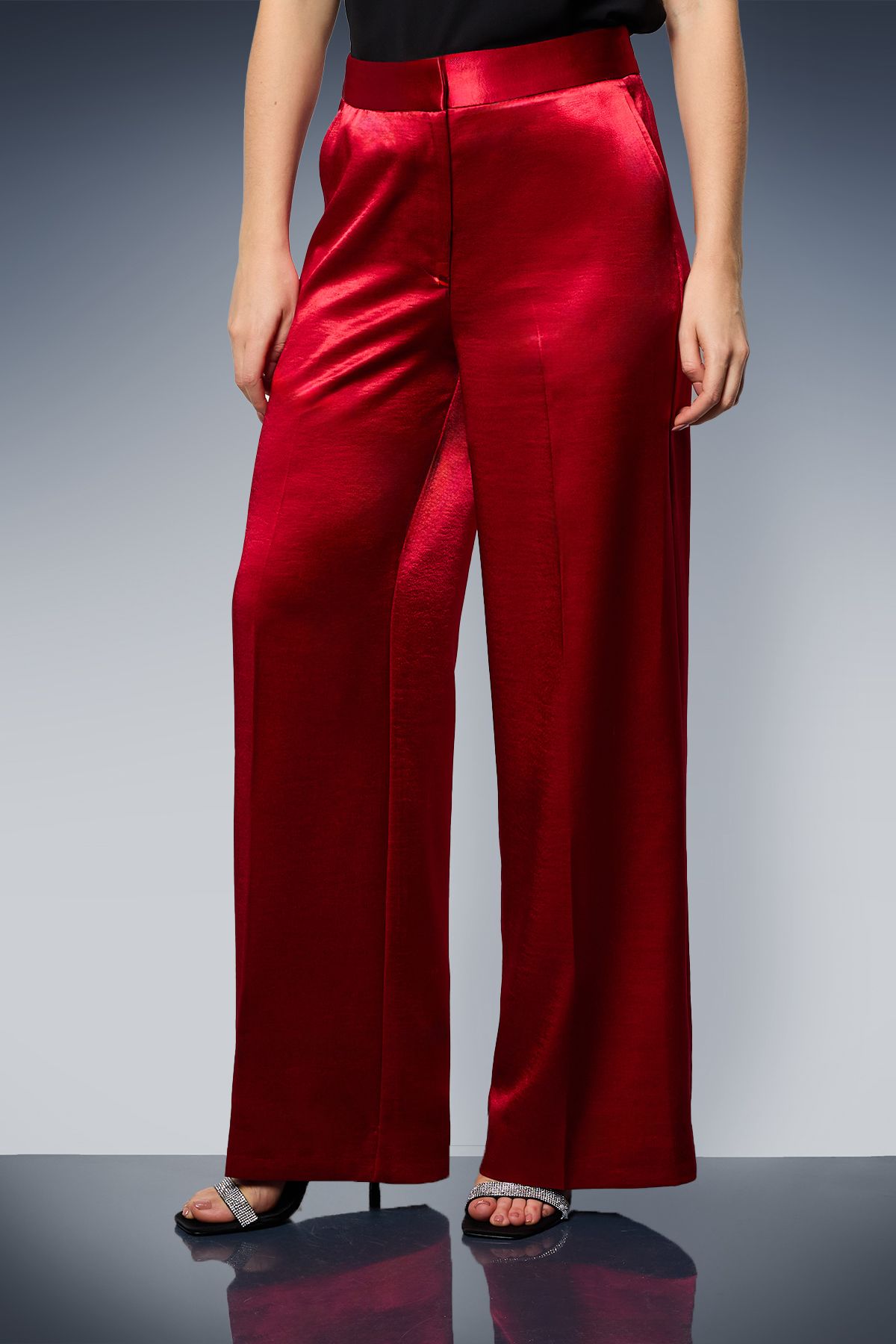 Dorothy Perkins Satin Wide Leg Trousers Red image 2