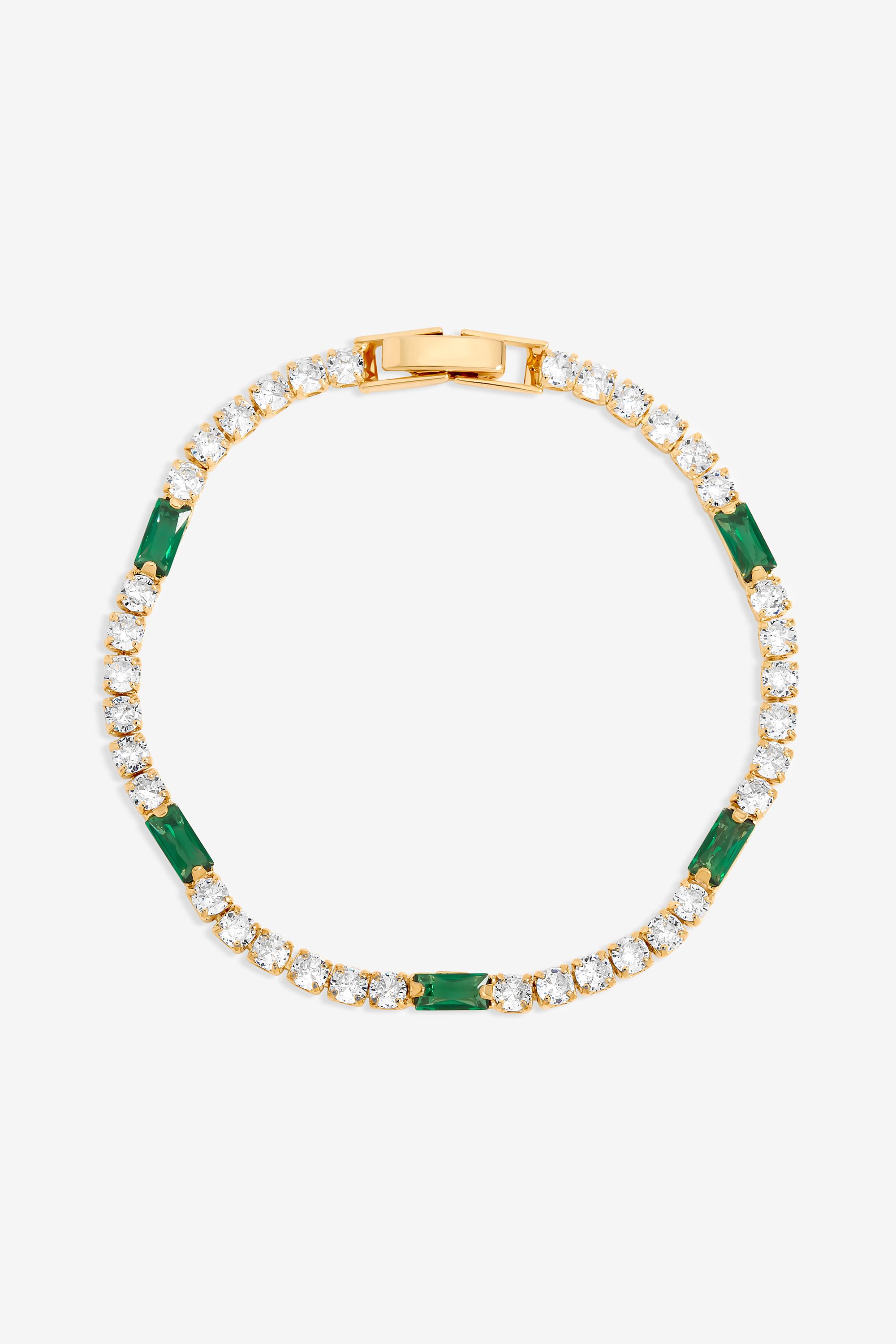 Jon Richard Gold Plated Round Stone and Emerald Tennis Bracelet image 1