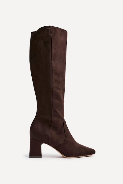 Linzi Slate Brown Faux Suede Knee High Boot