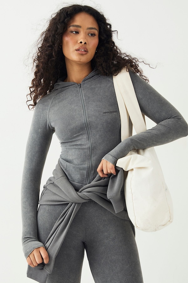 DSGN Studio DSGN Studio Sport High Ultra Contour Washed Seamless Zip Through Jacket Charcoal