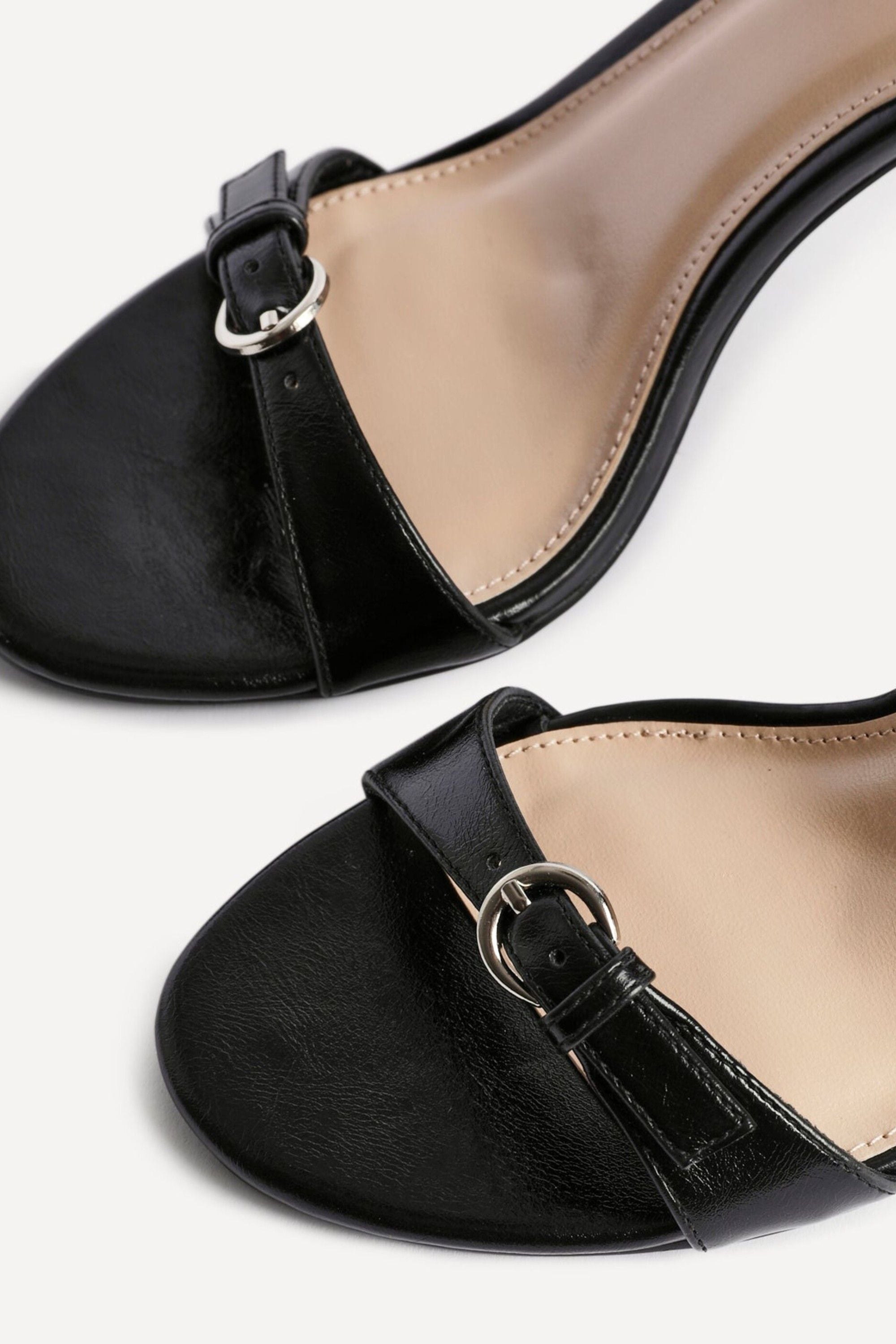 Linzi Prestige Black Faux Leather Stiletto Heeled Sandals image 5