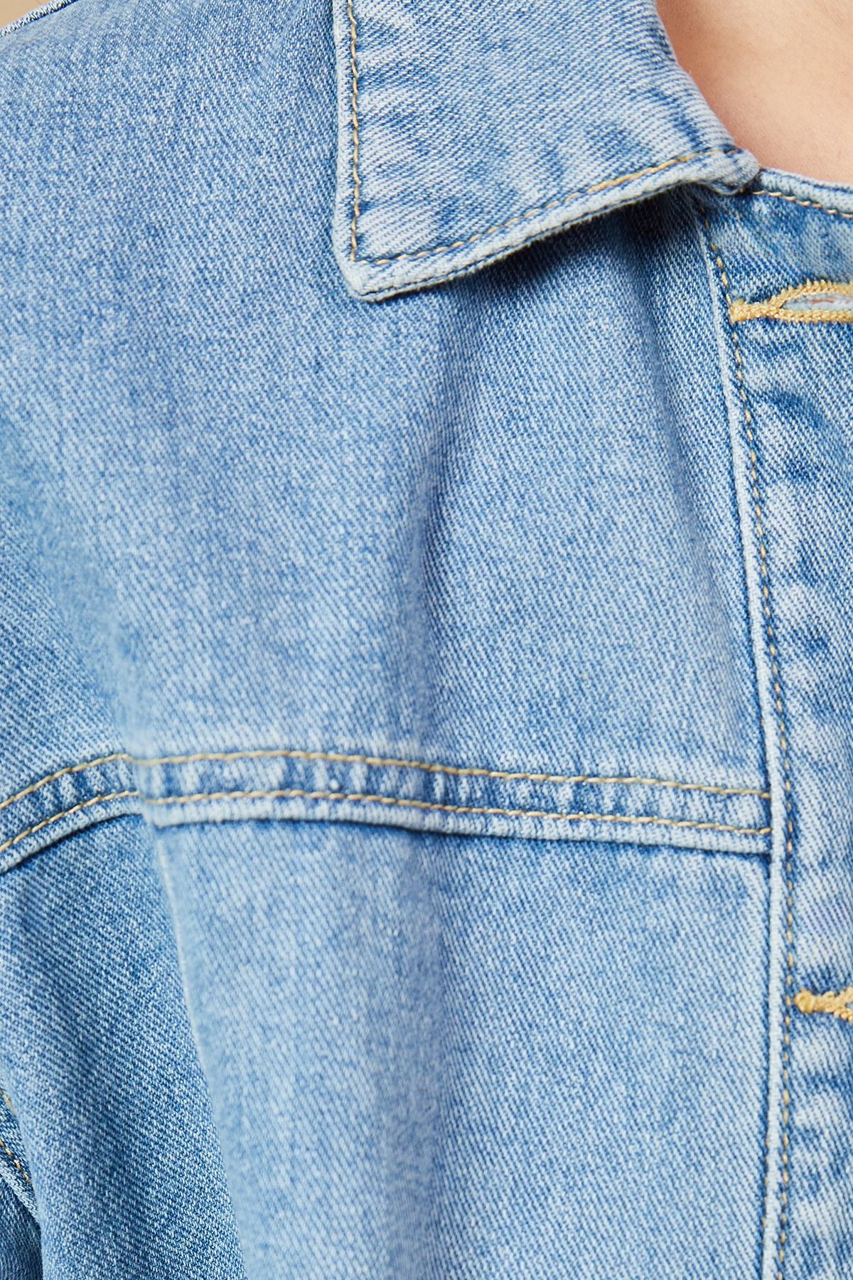 Oasis Denim Jacket With Patch Pockets Light Wash image 4