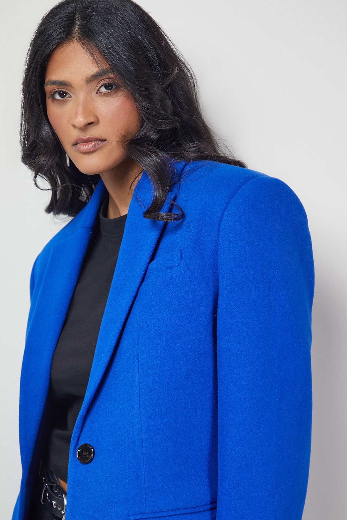 Warehouse Oversized Blazer Coat Dark Blue image 4