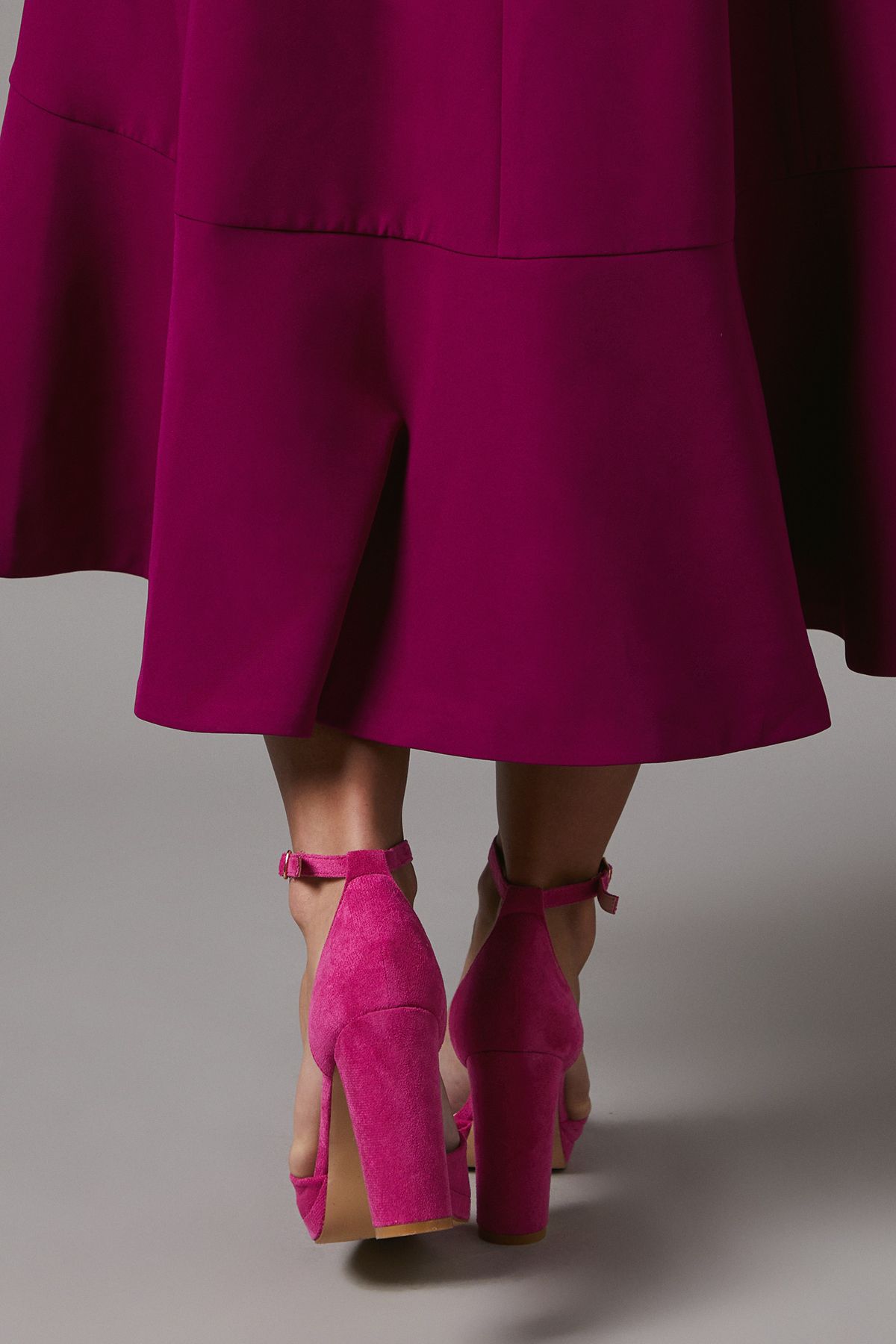 Coast Sadie Faux Suede Platform Pointed High Block Heel Court Shoes Fuchsia image 3