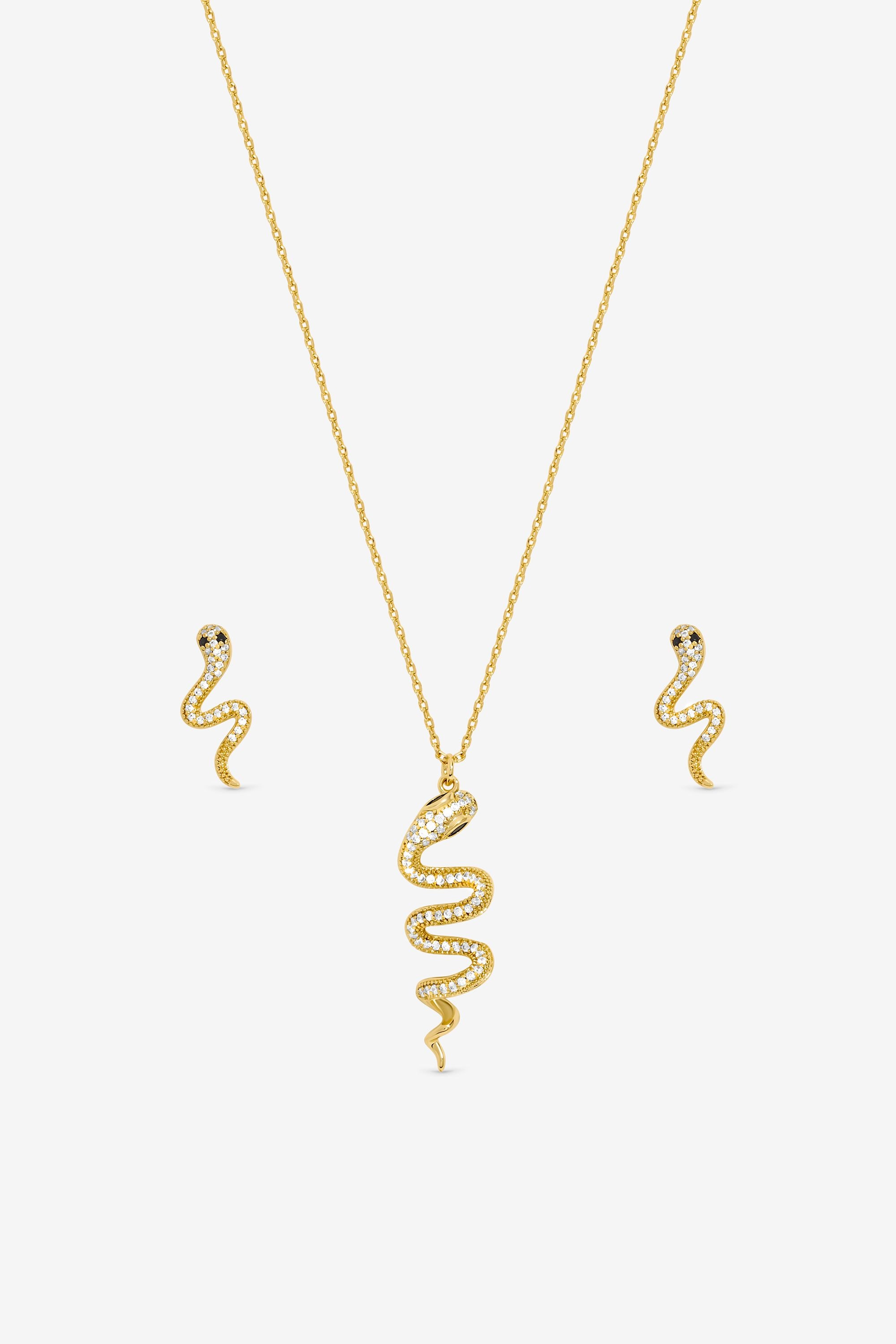 Inicio 14K Gold Plated and Cubic Zirconia Snake Set - Gift Box image 2