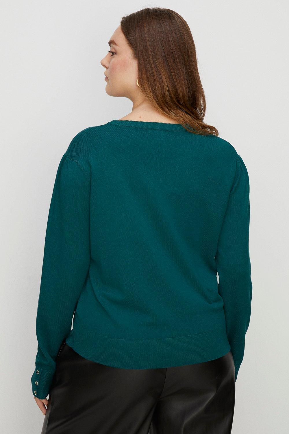 Oasis Plus Size Knitted Crew Jumper Forest image 3