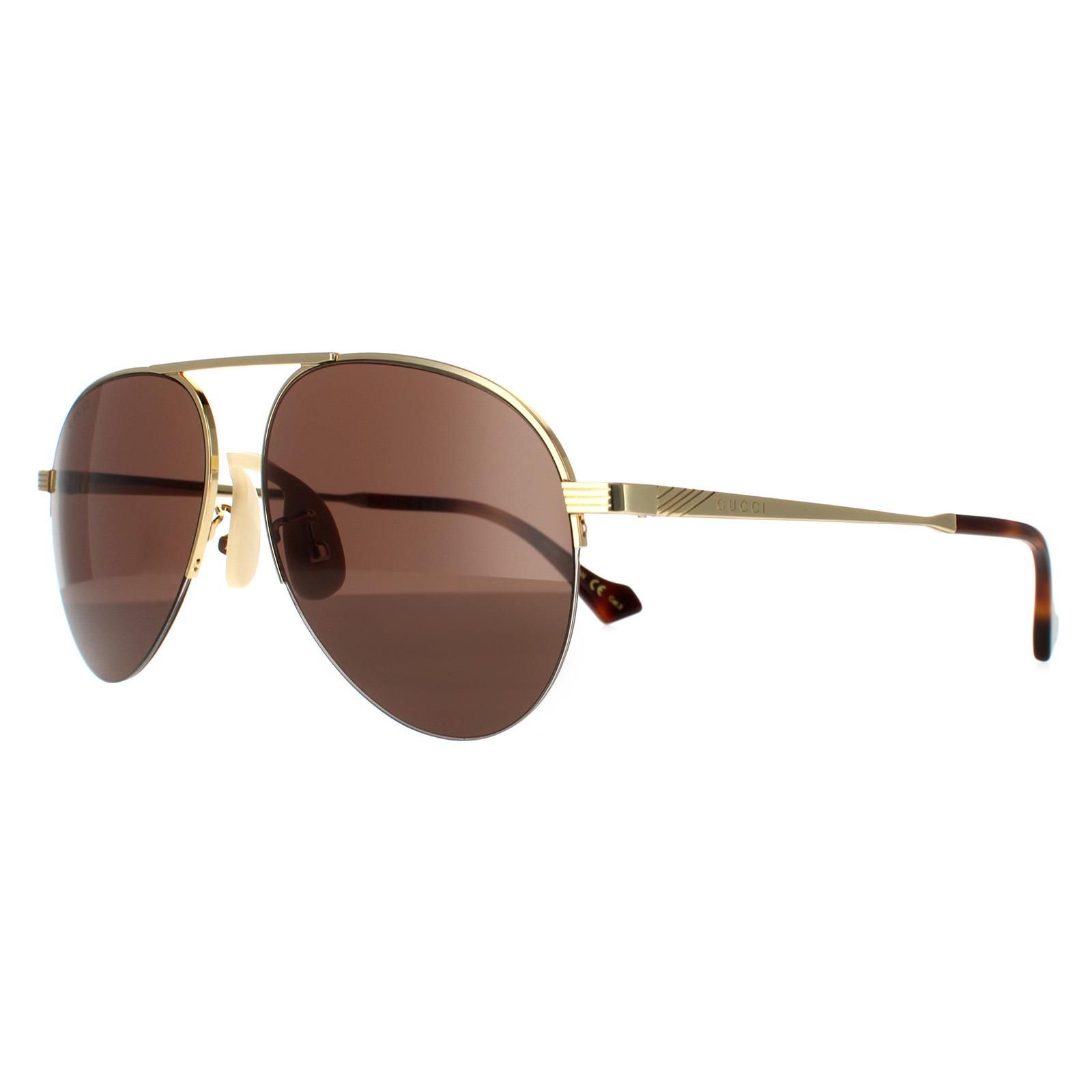 Gucci Aviator Gold Brown Sunglasses image 2