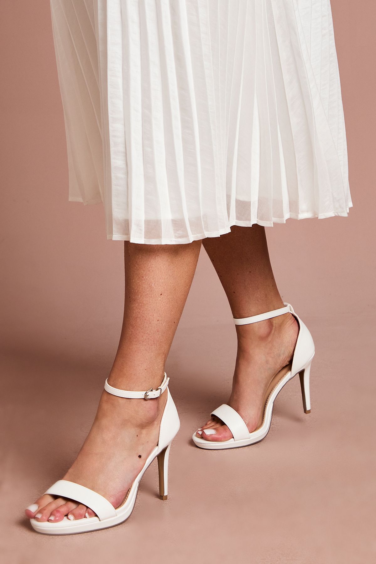 Coast Bridal Talia Faux Leather Platform High Heeled Sandals White