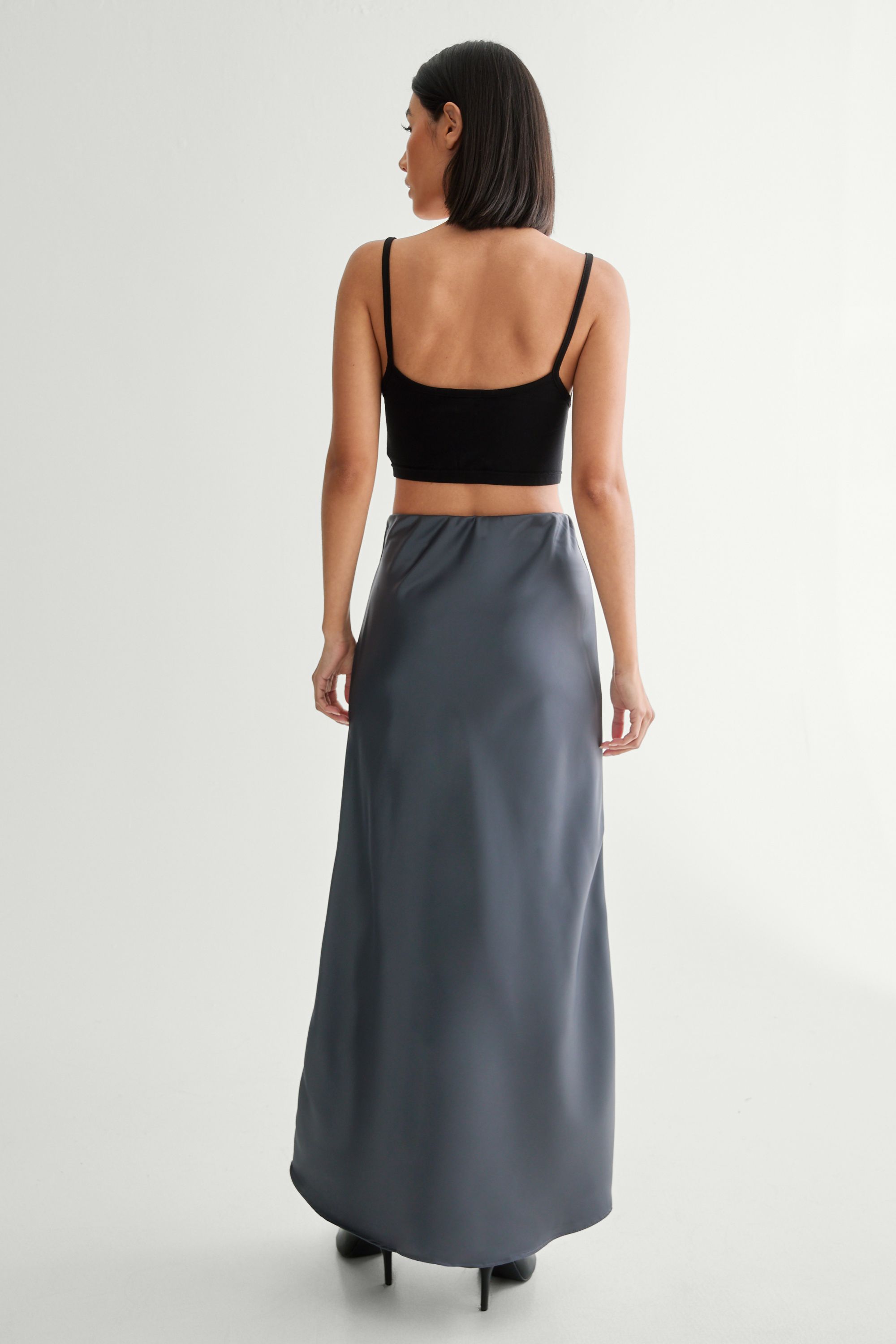 NastyGal Satin Maxi Skirt Blue image 4