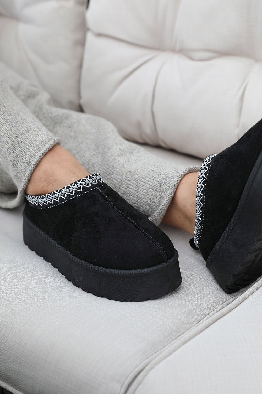 Where's That From 'Freeze' Flatform Embroidered Low Ankle Slipper Boots image 4