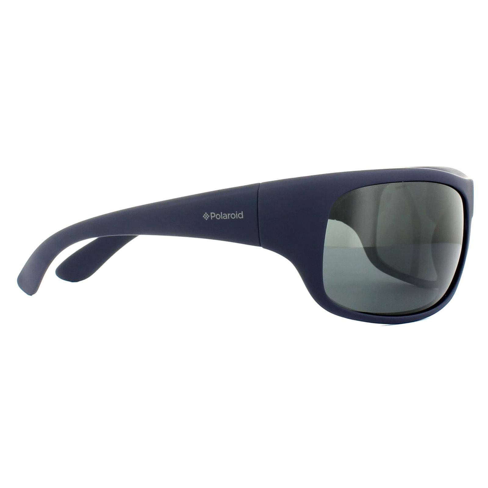 Polaroid Sport Wrap Matt Dark Blue Grey Polarized Sunglasses image 4