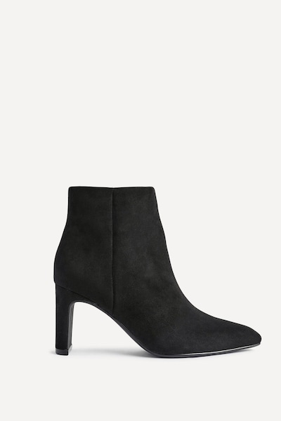 Linzi Alisha Black Faux Suede Heeled Ankle Boot
