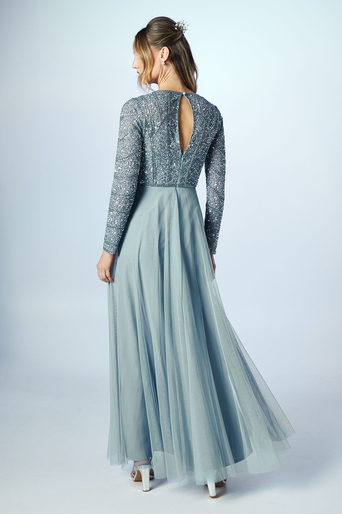 Coast Mixed Gem Tulle Skirt Bridesmaid Dress Dusty Blue image 3