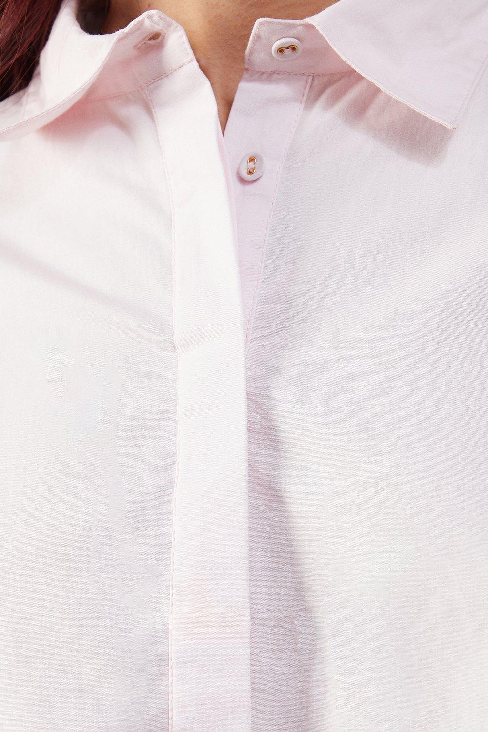 Warehouse Poplin Open Tie Back Shirt Pale Pink image 4