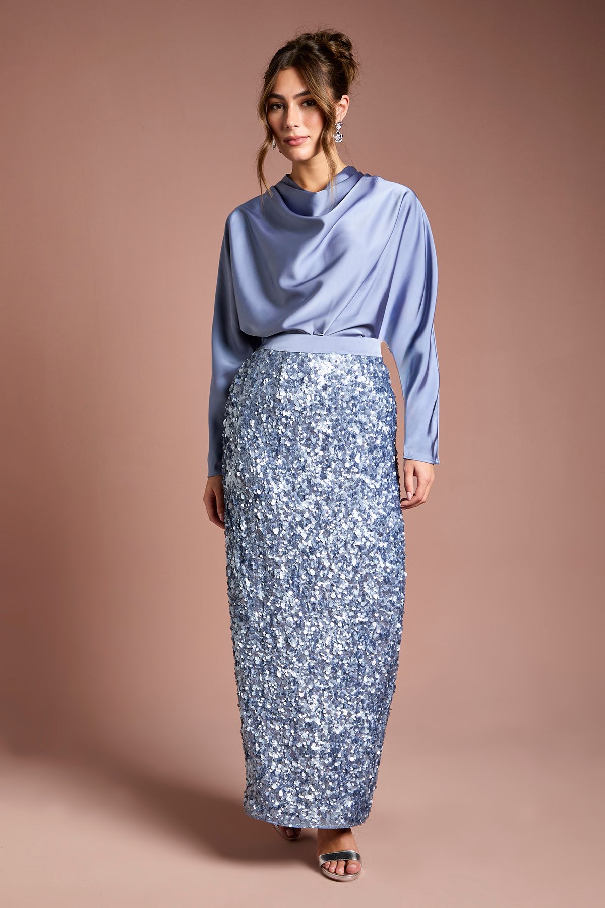 Coast Cowl Neck Long Sleeve Blouse Blue image 2