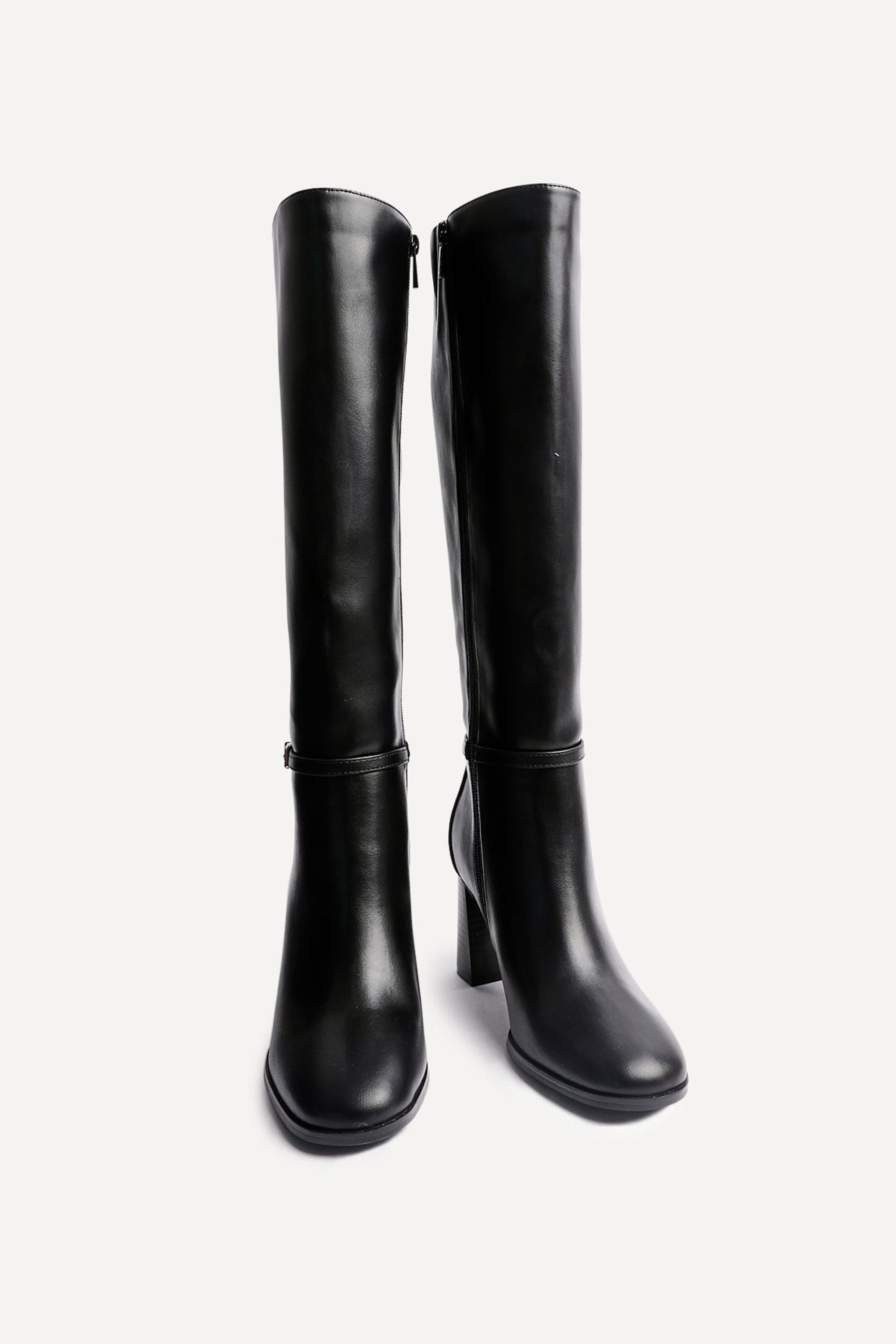 Linzi Midtown Black Faux Leather Long Heeled Boot image 3