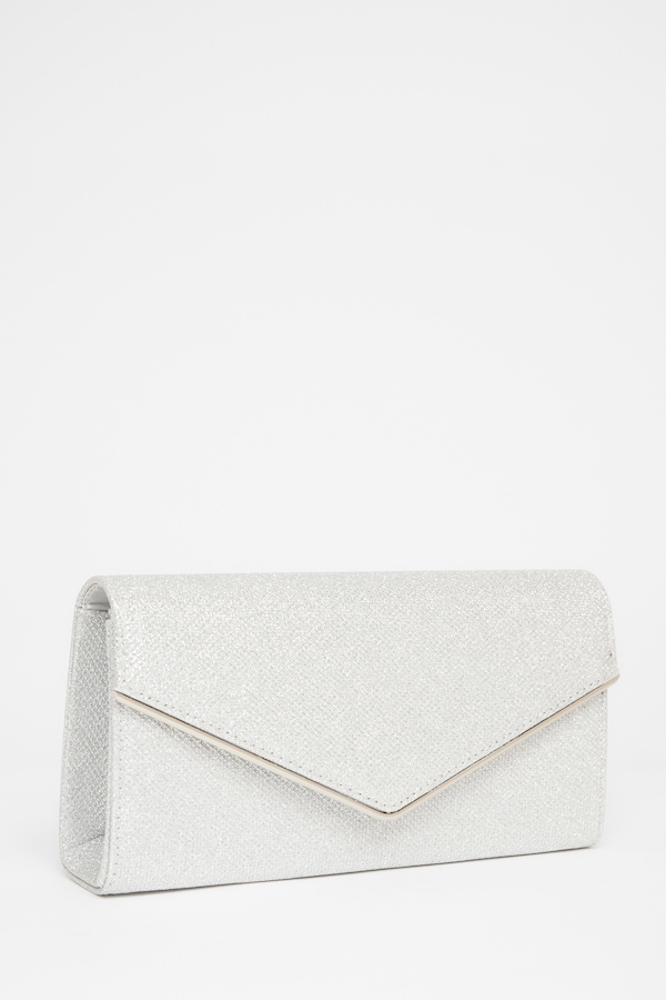 Quiz Silver Thin Clutch Bag
