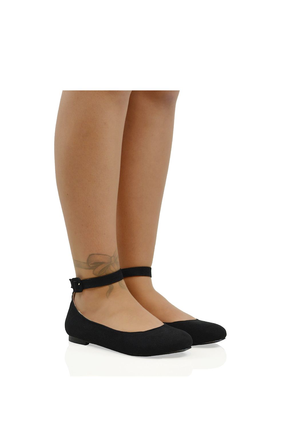 XY London 'Kimmie' Flat Ballerina Pump Shoes with Ankle Strap image 2