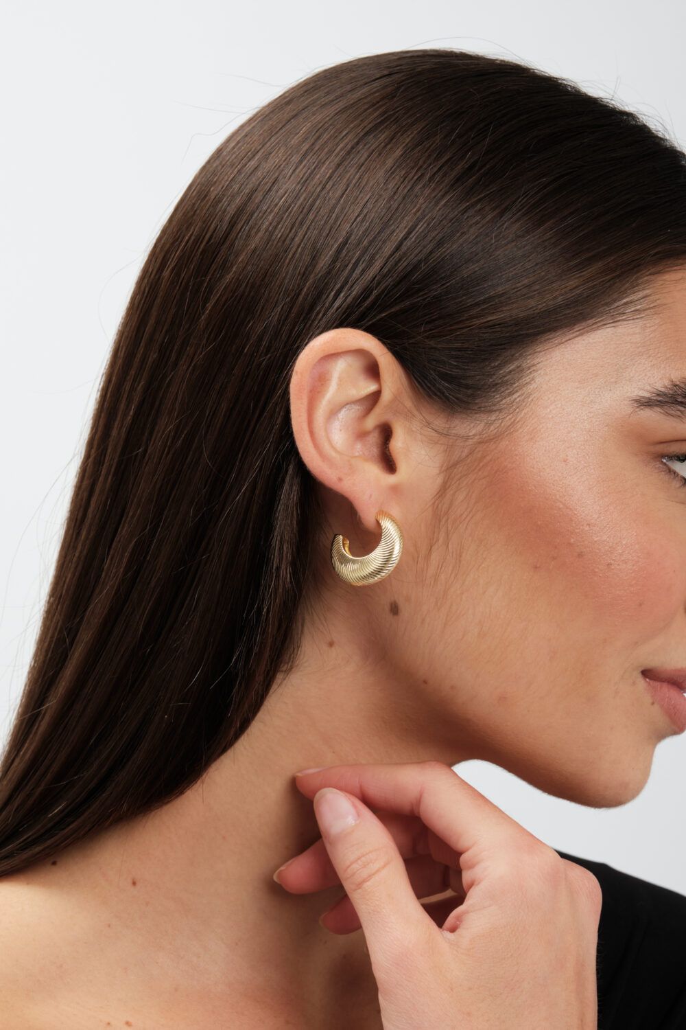 Jon Richard Gold Plated Diamond Cut Hoop Earrings image 2