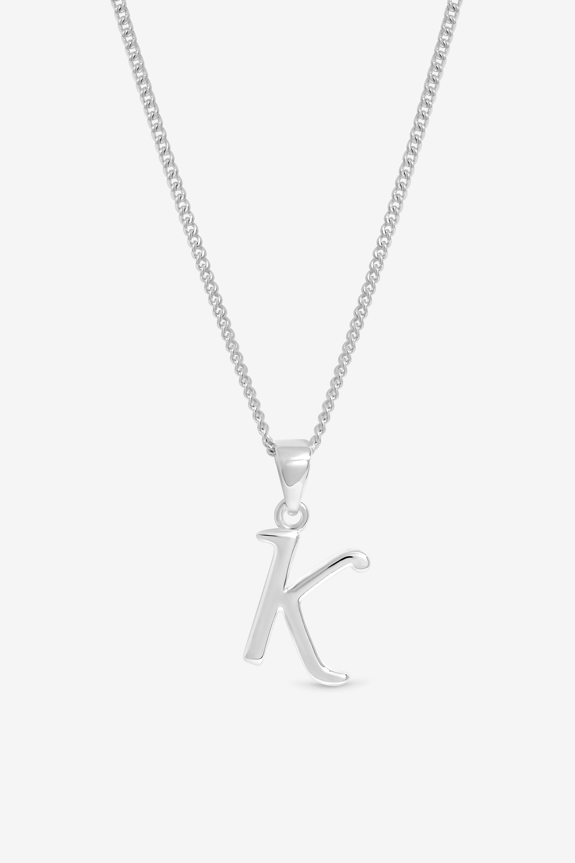 Simply Silver Sterling Silver 925 Initial Pendant - K