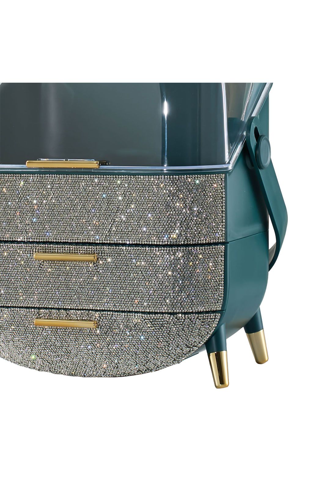 SHEONLY Countertop Portable Oval Makeup Storage Box with Transparent Cover image 7