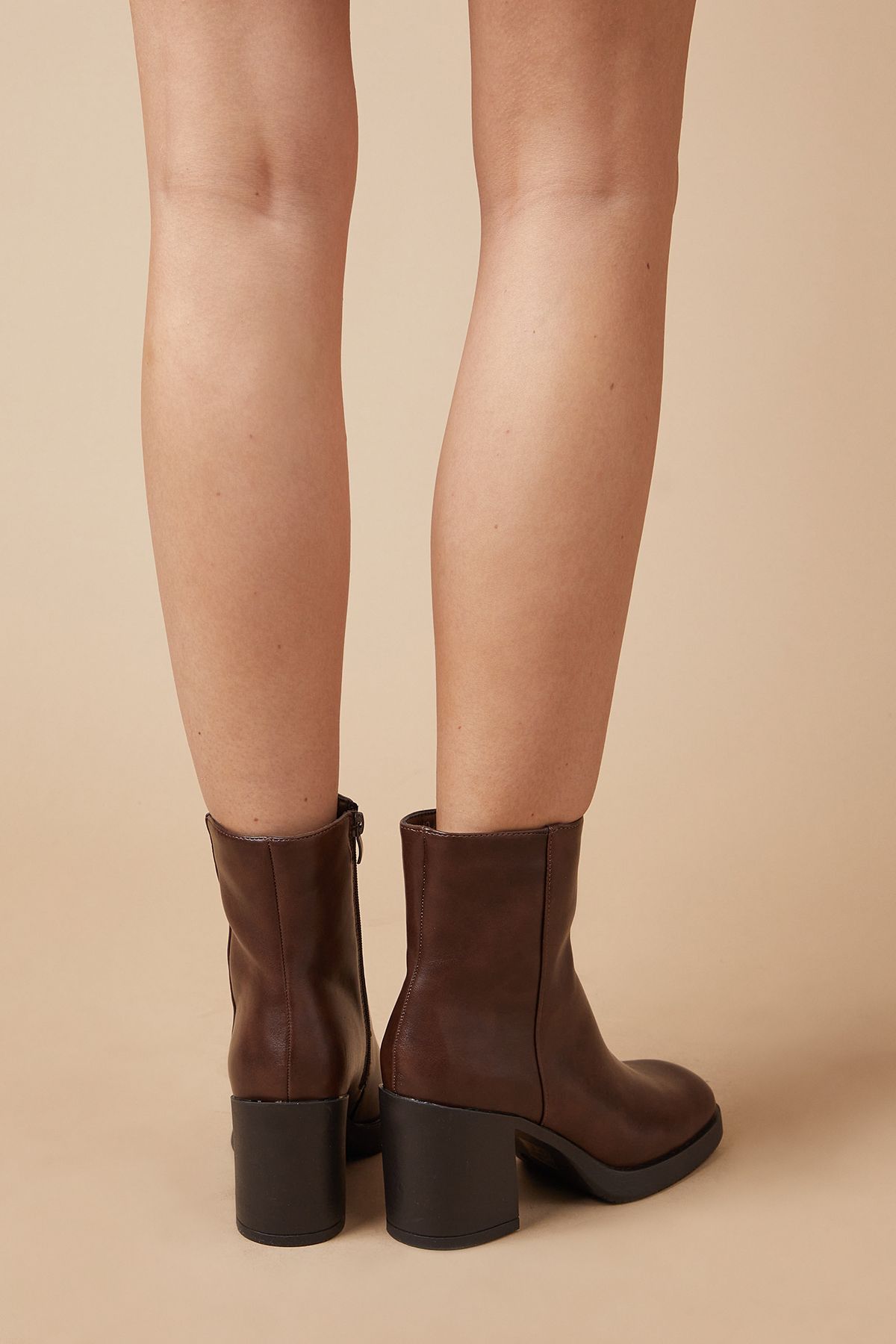 Oasis Mara Block Heel Platform Ankle Boots Brown image 3