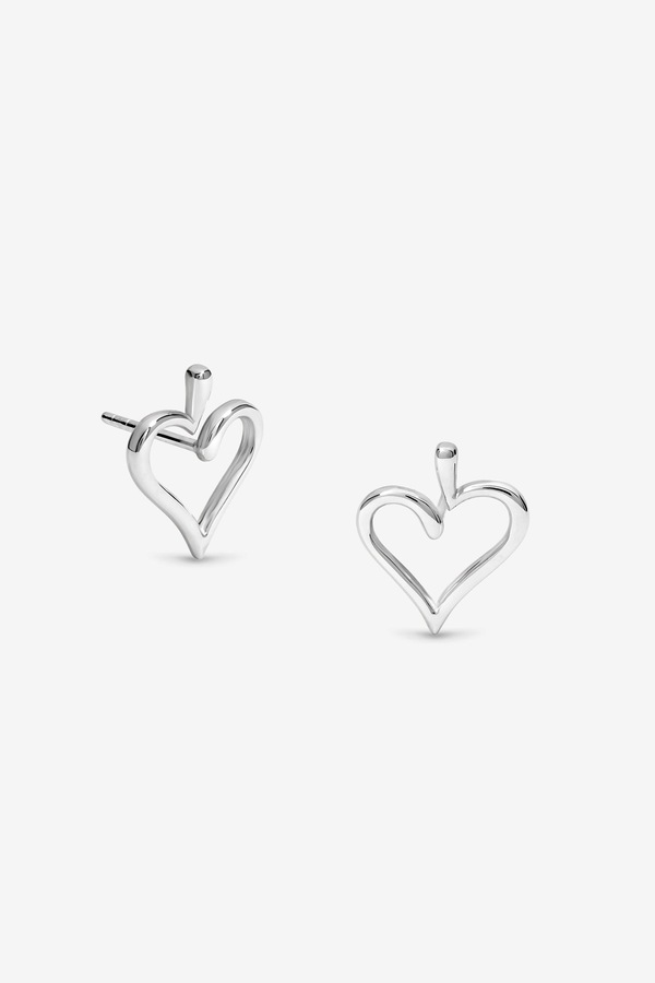Simply Silver Sterling Silver 925 Polished Open Heart Stud Earrings