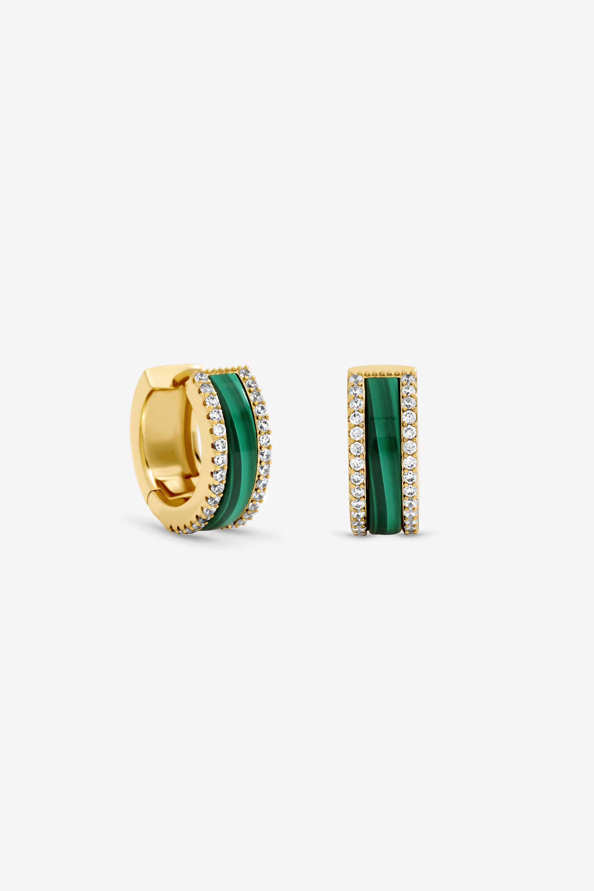 Jon Richard Gold Plated Crystal and Malachite Hoop Earrings