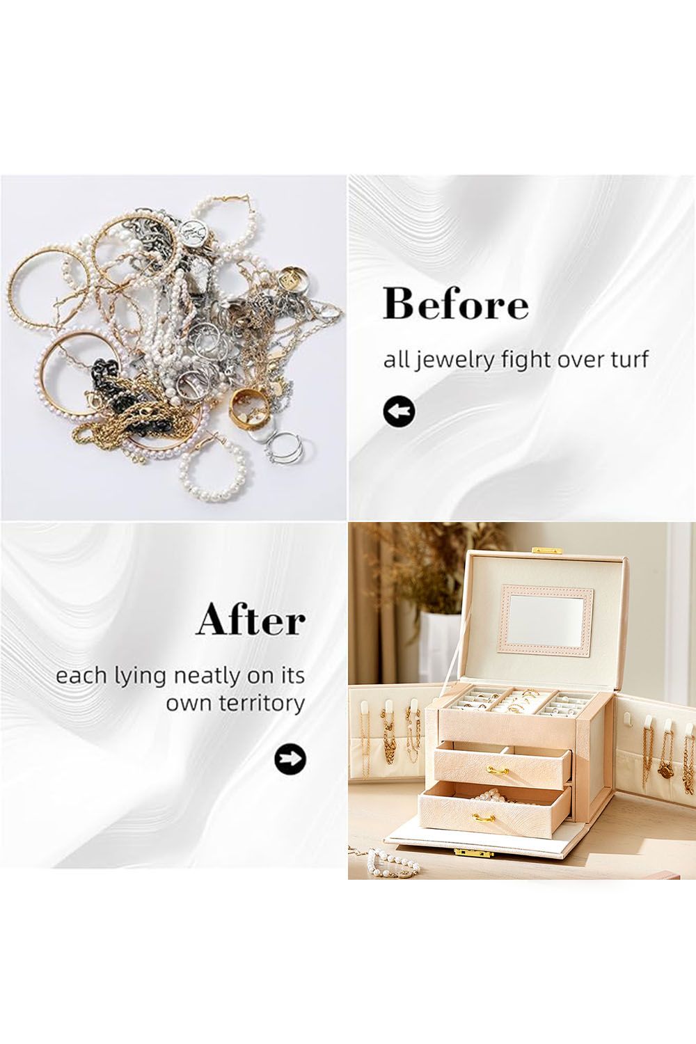 Living and Home Multi-Function Faux Leather Jewellery Storage Box with Drawers image 5