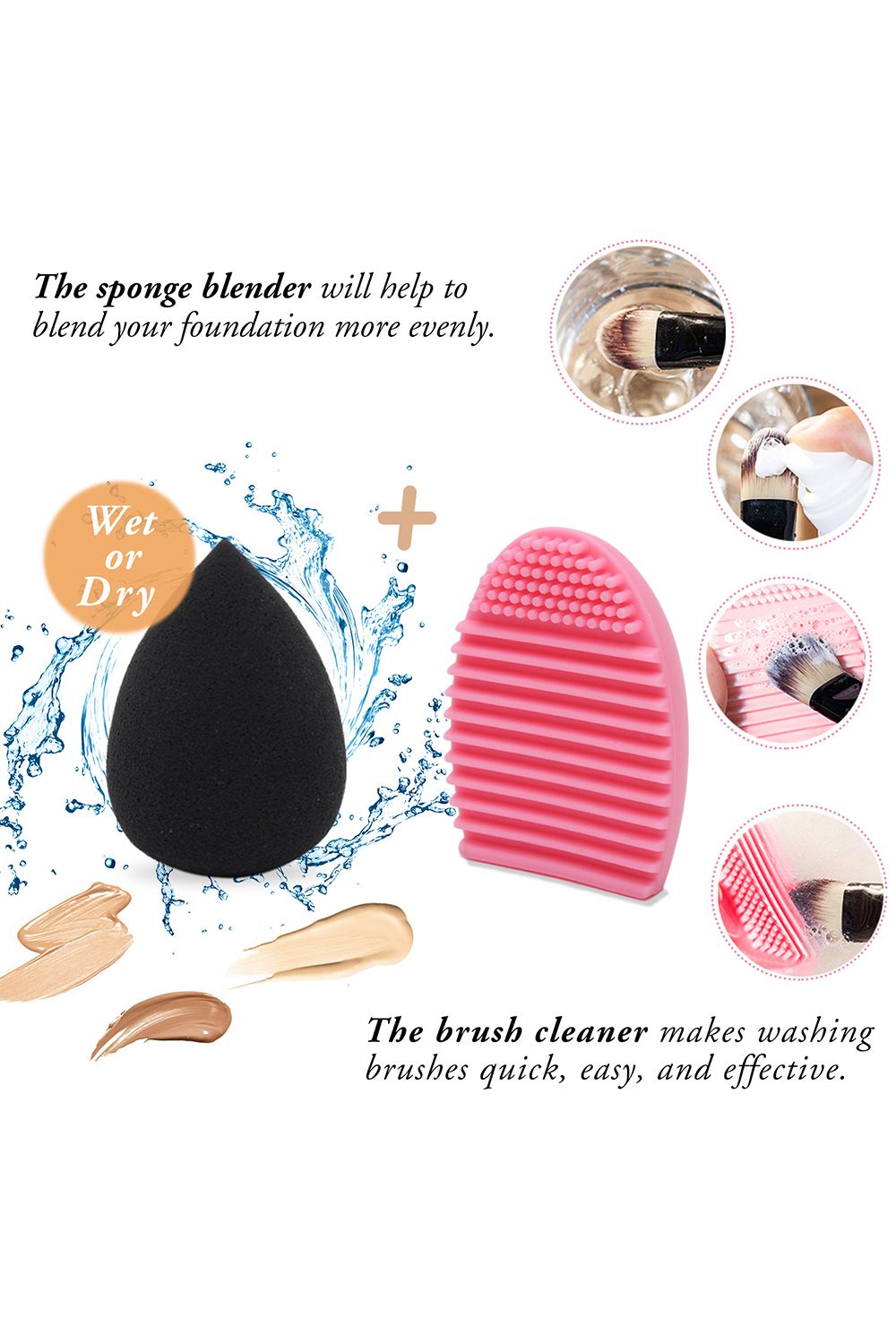 Living and Home 12 Pcs Rose Gold Makeup Brush Set with Makeup Sponge and Brush Egg Gift Set image 5