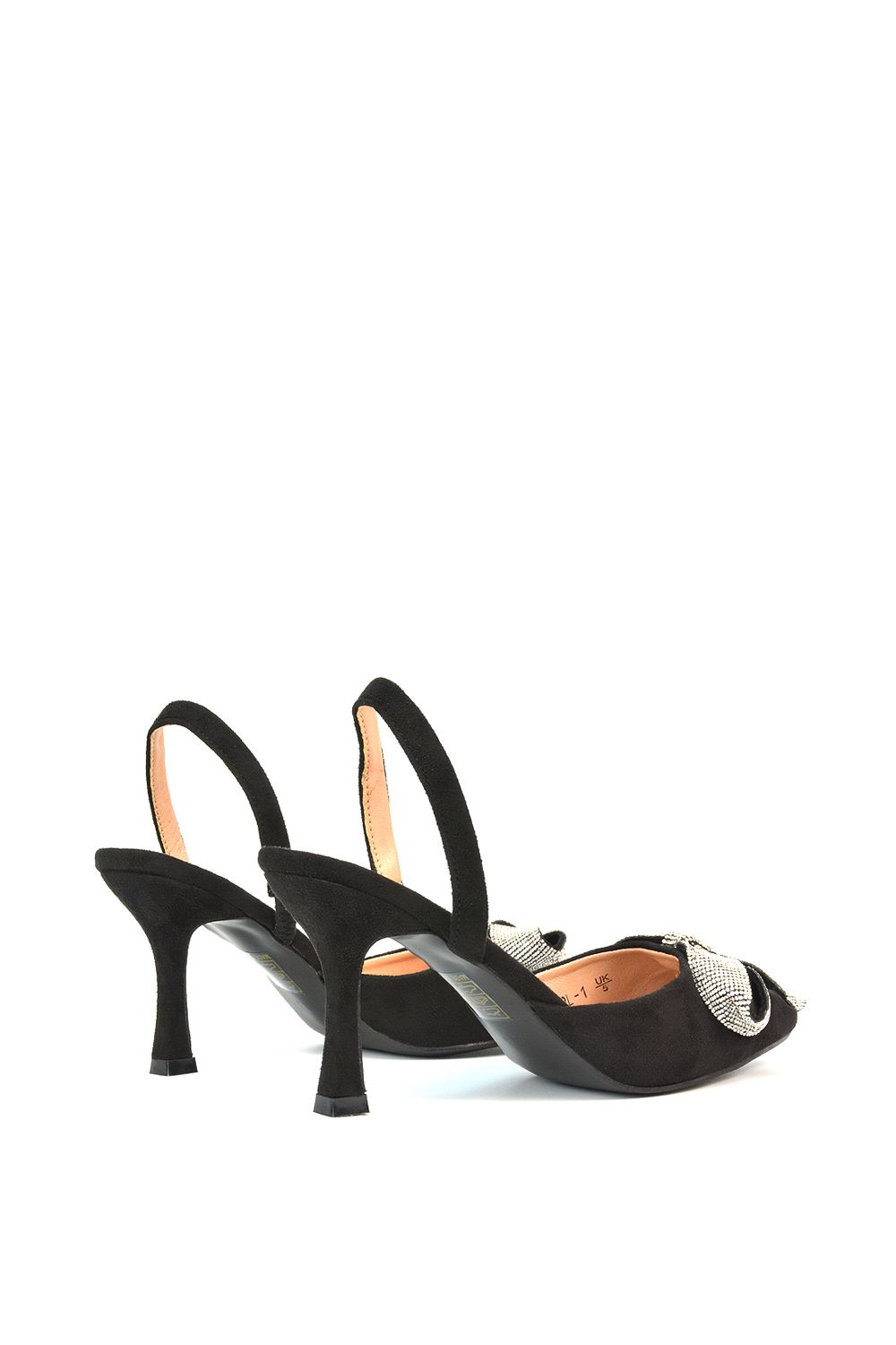 XY London 'Victoria' Diamante Bow Stiletto Slingback High Heel Shoes image 4