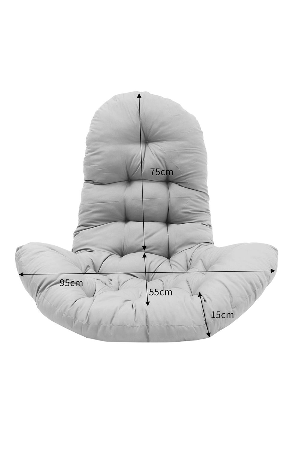Living and Home Outdoor T-Shaped Egg Chair Cushion Hanging Swing Chair Pad,Light Grey image 6