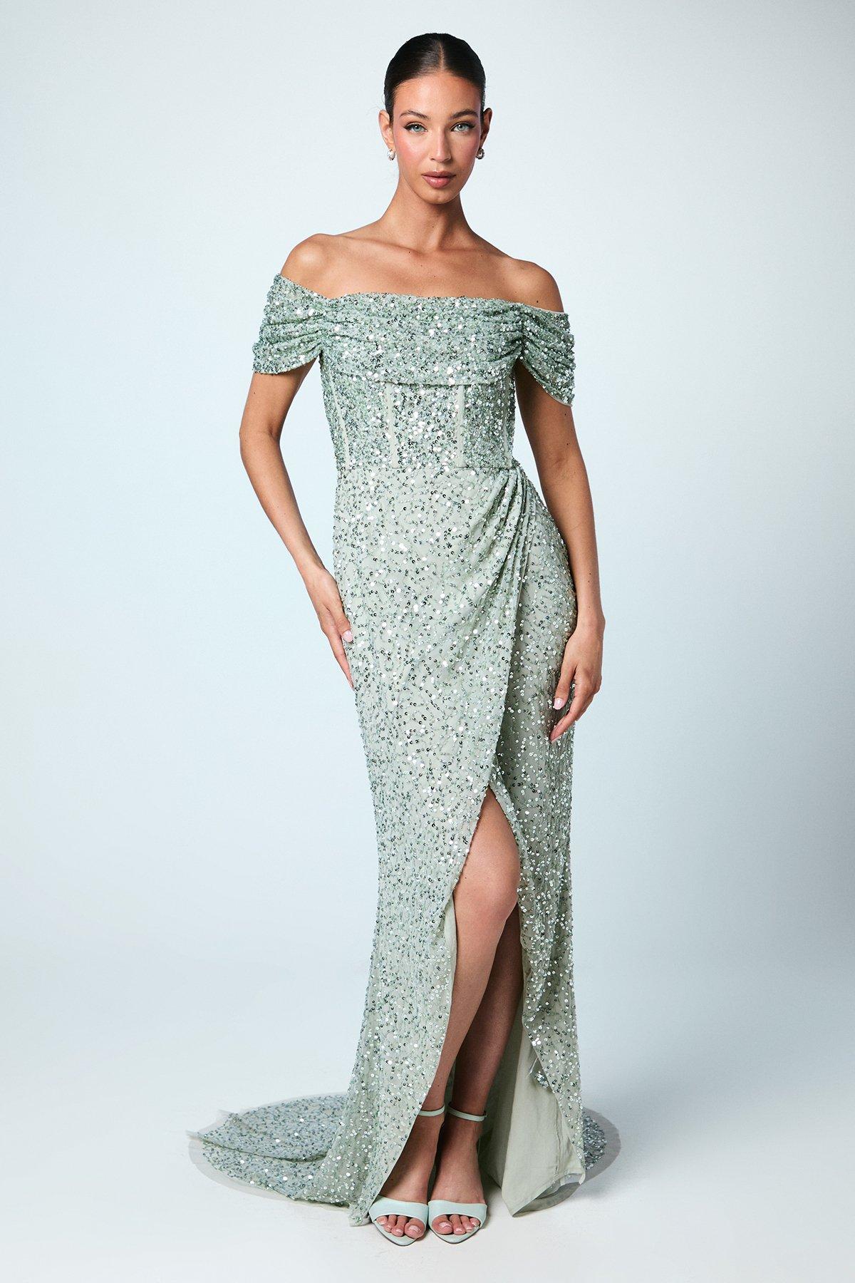 green silk dress mini Flora Satin Mini Dress main image 0