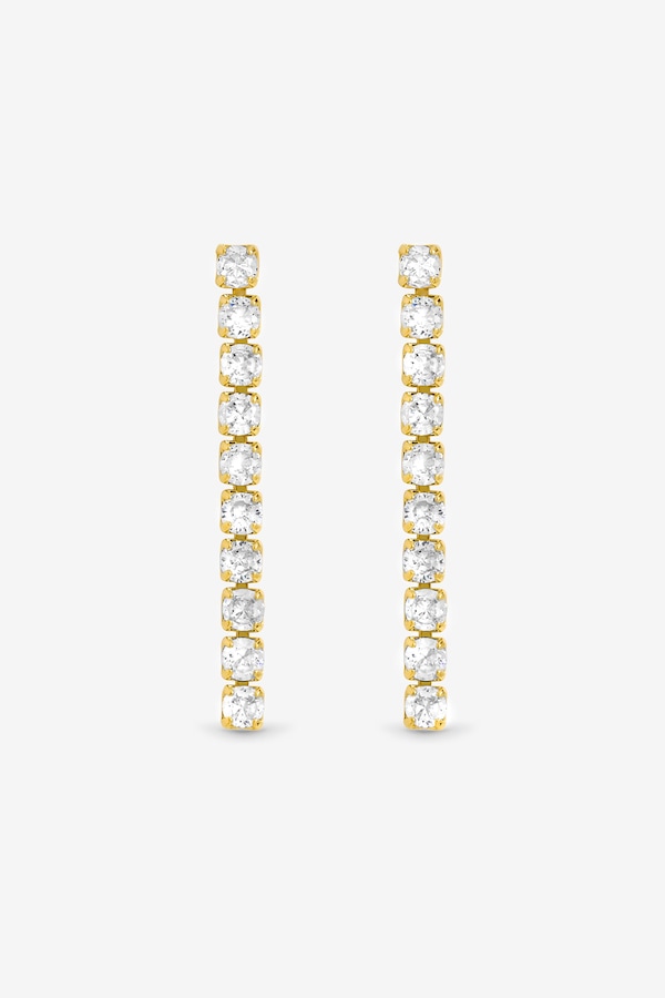 Jon Richard Gold Plated and Cubic Zirconia Round Tennis Earrings - Gift Box