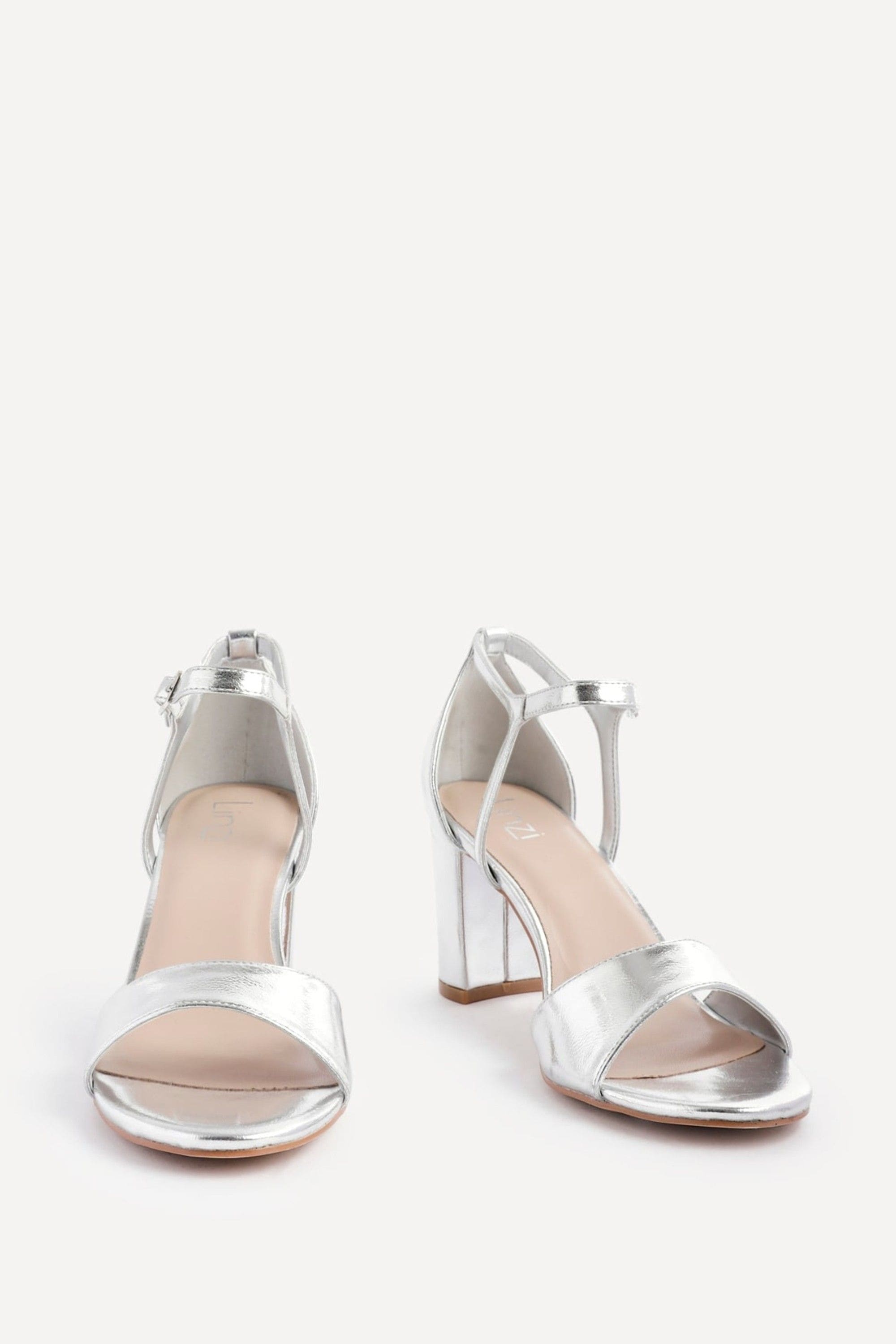 Linzi Abby Silver Faux Leather Closed Back Block Heel Sandal image 3